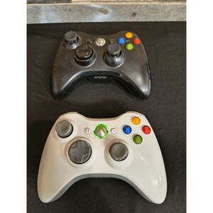 Lot of 2 XBox 360 Controllers - White, Black (OEM, TESTED)